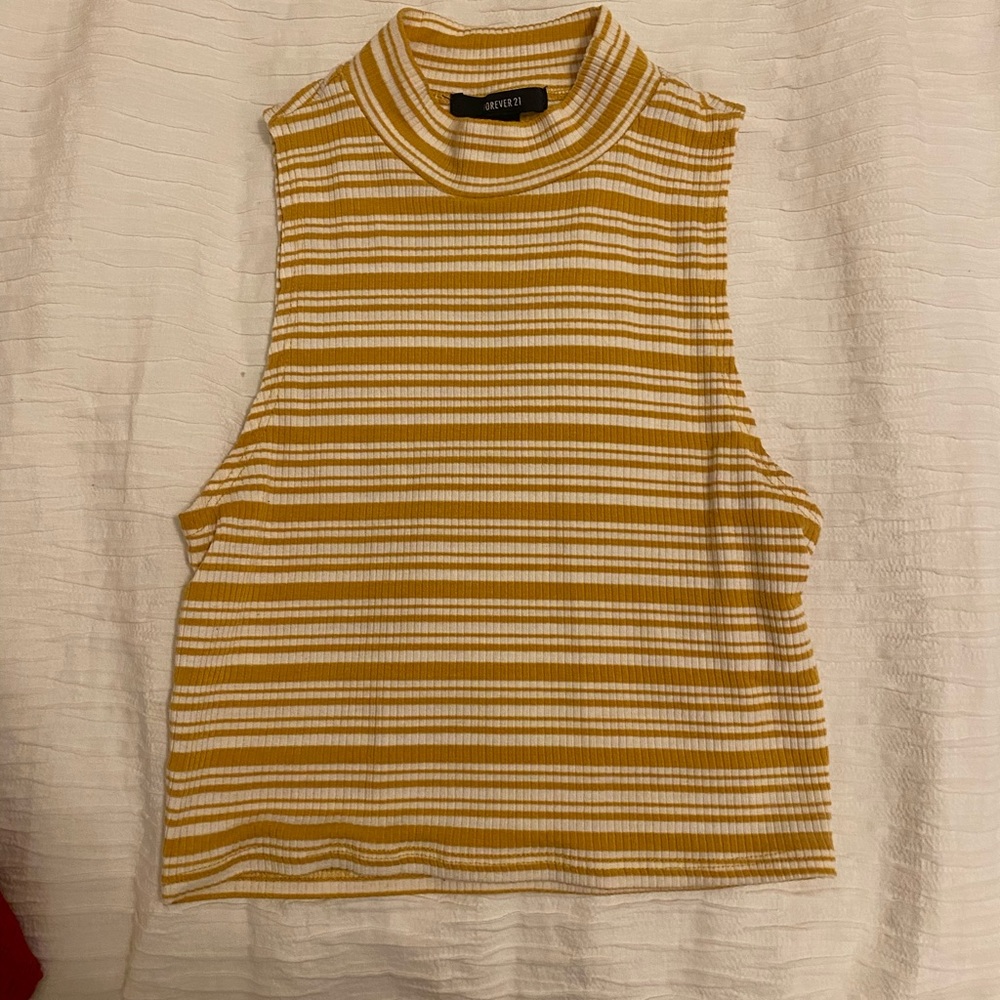 Yellow forever21 mock neck crop top